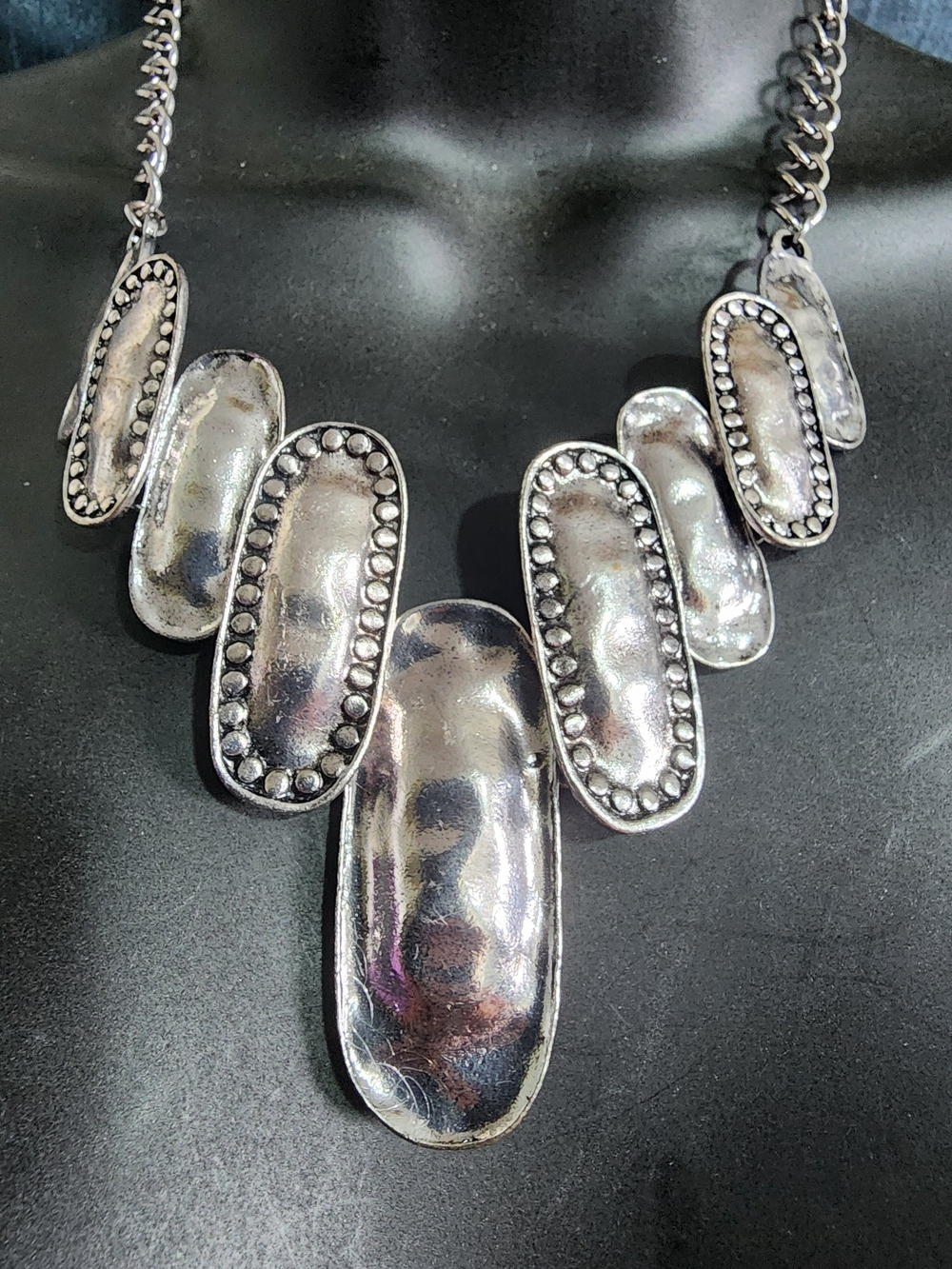 West & Co Silver Tone Concho Bib Statement Necklace Western Boho Fashion - Picture 5 of 6